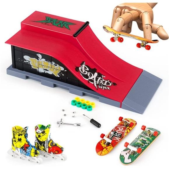 Finger Skateboards, Mini Finger Toy Skateboard Park Ramp Kit Fingerboard - Picture 1 of 5